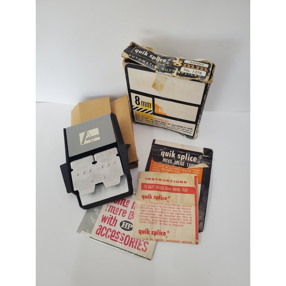 Vintage Hudson Quik Splice 8mm Movie Film Butt Splicer No. 1278 Adams with Box